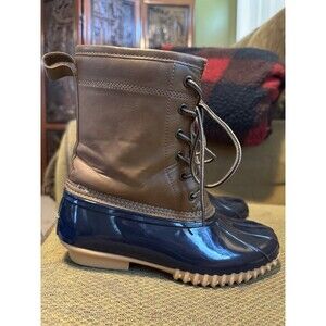 The Original Duck Boot Sporto Ariel Lace Up Rain Size 7 Tan Black Womens